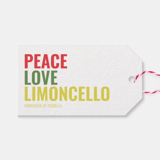 Limoncello Peace Love and Limoncello Gift Label Cadeaulabel (Voorkant (Horizontaal))