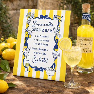 Limoncello Spritz Bar Yellow Stripe La Dolce Vita  Reclamebord Met Voetstuk
