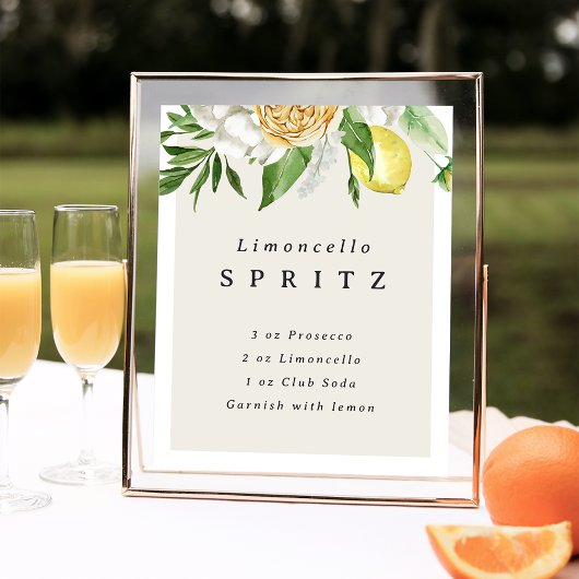 Limoncello Spritz Recept Afdrukbare Cocktail Sign Poster