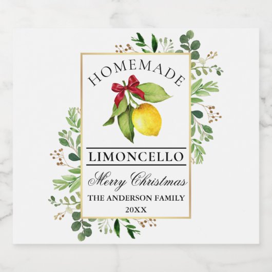 Limoncello Verdure Joyeux Noël Bottle Étiquettes (Étiquettes simples)