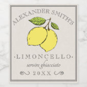 Limoncello Vintage citron Étiquette | (Étiquettes simples)