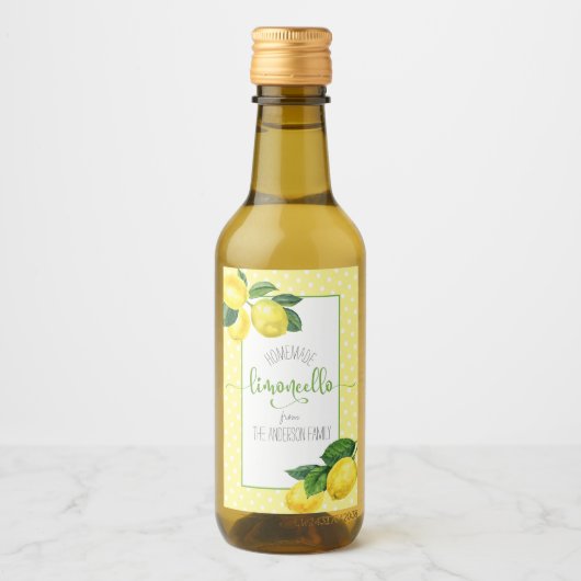 Limoncello waterverf lemon aangepaste scriptpunt wijn etiket (Voorkant)