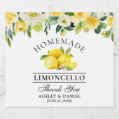 Limoncello Waterverf Lemons Floral Likeurfles Etiket (Enkel label)