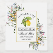 Limoncello Waterverf Wildflower Flessenlabel Wijn Etiket (Enkel label)