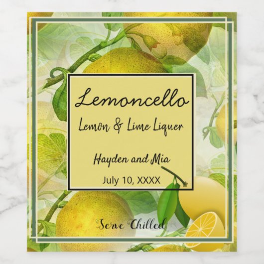 Limoncello wijn etiket (Enkel label)