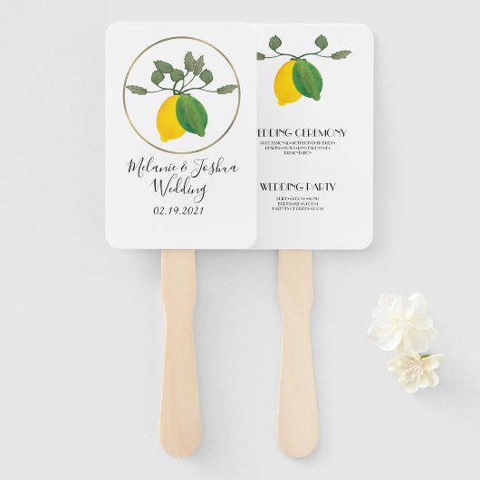 Limoncillo Waterverf Lemon Limoen Handwaaier (Voorkant en achterkant)