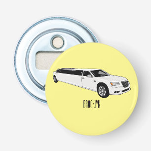 Limousine cartoon illustratie button flesopener