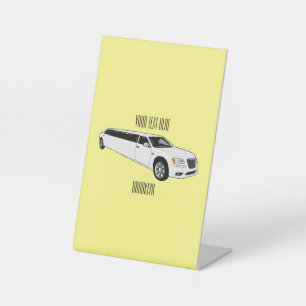 Limousine cartoon illustratie reclamebord met voetstuk