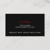 Limousines Limo Car Services Driver Visitekaartje (Achterkant)