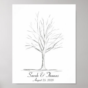 Lin Art Drawing Vingerprint Tree Poster