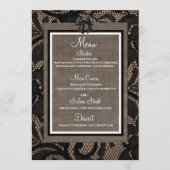 Lin et dentelle noir, blanc burlap Lénine menu (Devant)