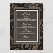 Lin et dentelle noir, blanc burlap Lénine menu (Devant)