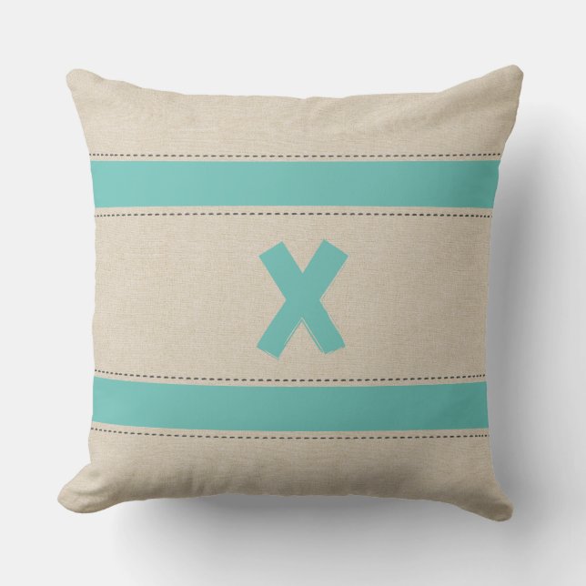 Lin Look Stripes Ajouter un Coussin de monogramme (Recto)