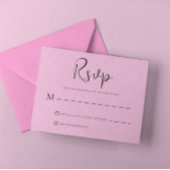 Lin rose clair Simple Script noir carte RSVP