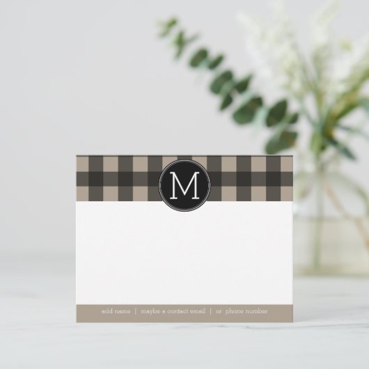 Lin rustique Buffle noir Plaid en vichy Merci (Debout devant)