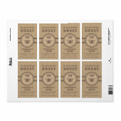 lin vintage rustique queen bee miel pot étiquette (Feuille entière)