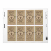 lin vintage rustique queen bee miel pot étiquette (Feuille entière)
