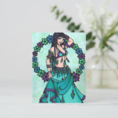 Lina Flower Goddess Belly Dancer Art Briefkaart (Staand voorkant)