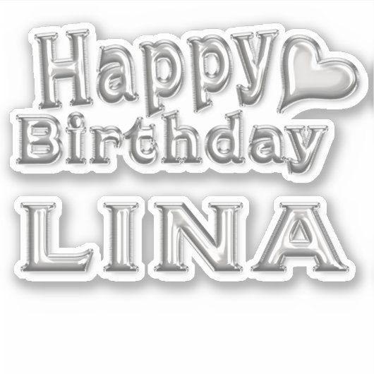 Lina Happy Birthday silver Aufkleber Sticker (Voorkant)