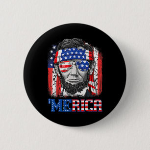 Lincoln 4th of July Merica Mannen Vrouwen Amerikaa Ronde Button 5,7 Cm