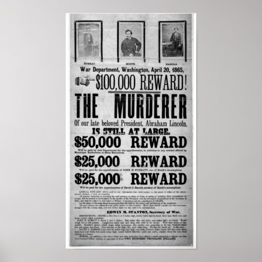 Lincoln Assassination Gezocht Poster (Voorkant)