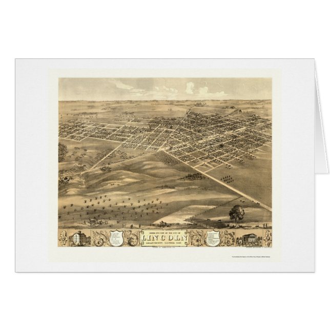 Lincoln, carte panoramique de l'IL - 1869 (Devant horizontal)