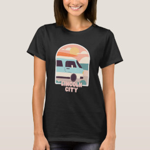 Lincoln City Stranden Retro Pastel Kleuren Zon & S T-shirt