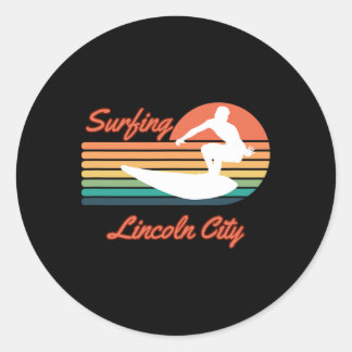 Lincoln City Surfing Spot  Ronde Sticker