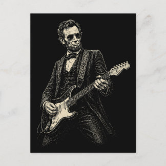 Lincoln Coole Gitarist Vintage Gravure Feestdagenkaart