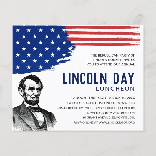 Lincoln Day Luncheon Fundraiser Event Invite (Voorkant)