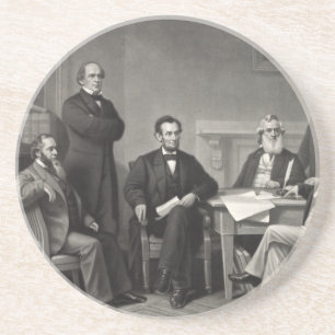 Lincoln die de emancipatieproclamatie leest zandsteen onderzetter
