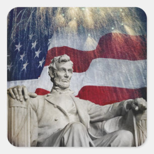 Lincoln en Fireworks Vierkante Sticker