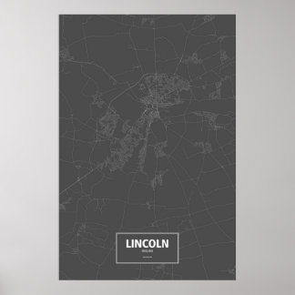 Lincoln, Engeland (wit op zwart) Poster