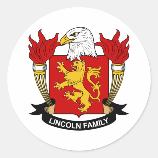 Lincoln Family Crest Ronde Sticker (Voorkant)