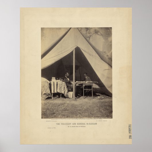 Lincoln & Gen McClellan on Battle field Antietam Poster (Voorkant)