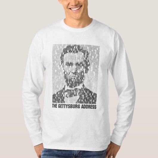 Lincoln/Gettysburg Text Mosaic Long-Hoeve Shirt (Voorkant)