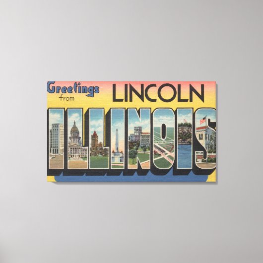 Lincoln, Illinois - grote letterscènes Canvas Afdruk (Voorkant)