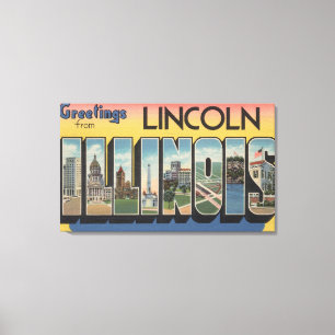 Lincoln, Illinois - grote letterscènes Canvas Afdruk