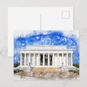 Lincoln Memorial gevel in waterverf Briefkaart
