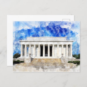 Lincoln Memorial gevel in waterverf Briefkaart