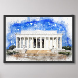 Lincoln Memorial gevel in waterverf Foto Afdruk