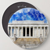 Lincoln Memorial gevel in waterverf Ronde Button 6,0 Cm (Voorkant /achterkant)