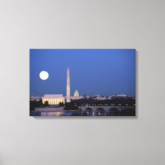 Lincoln Memorial, Washington Monument, VS Canvas Afdruk (Voorkant)