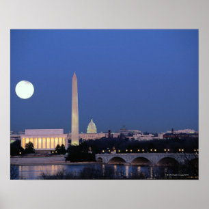 Lincoln Memorial, Washington Monument, VS Poster