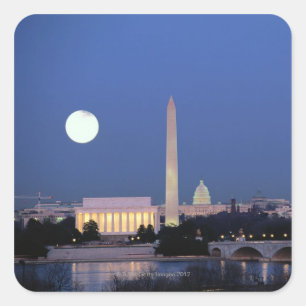 Lincoln Memorial, Washington Monument, VS Vierkante Sticker