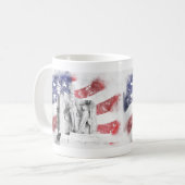 Lincoln Memorial waterverf Amerikaanse vlag zwaaie Koffiemok (Voorkant links)