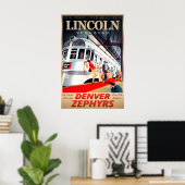 Lincoln Nebraska Denver Zephyrs Burlington Route Poster (Thuiskantoor)