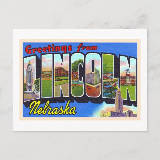 Lincoln Nebraska NE Carte Postale Vintage Grande L (Devant)