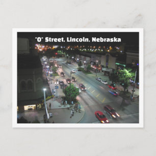 Lincoln Nebraska "O" Street 's Nachts Briefkaart
