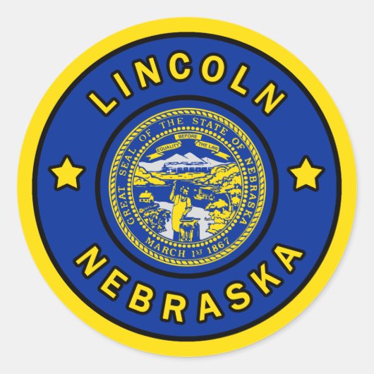 Lincoln Nebraska Ronde Sticker (Voorkant)
